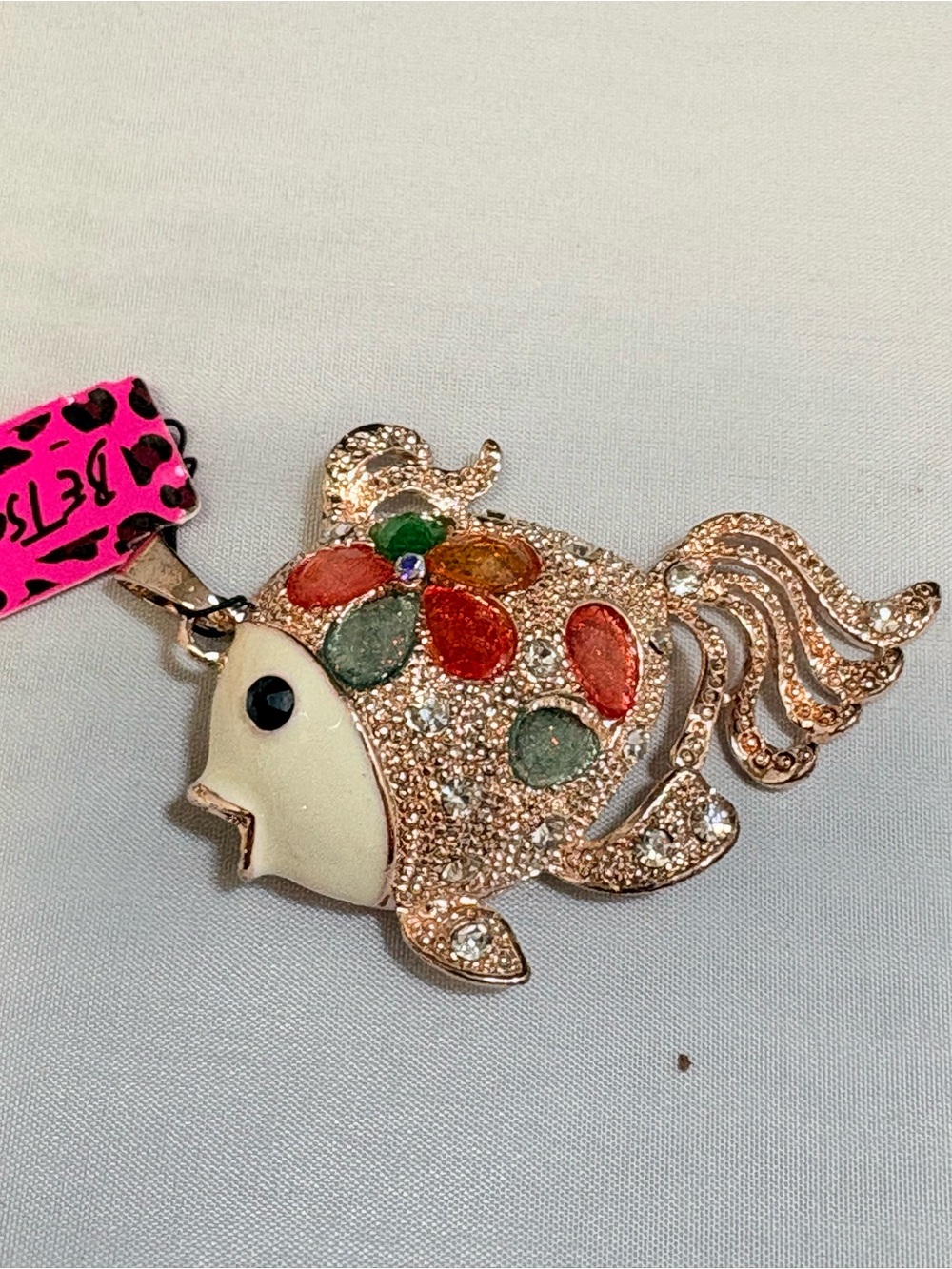 Betsey Johnson Under The Sea Fish Rhinestone Pendant Enamel Multicolor New